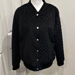 Pretty Garden Black Quilted Bomber Jacket
